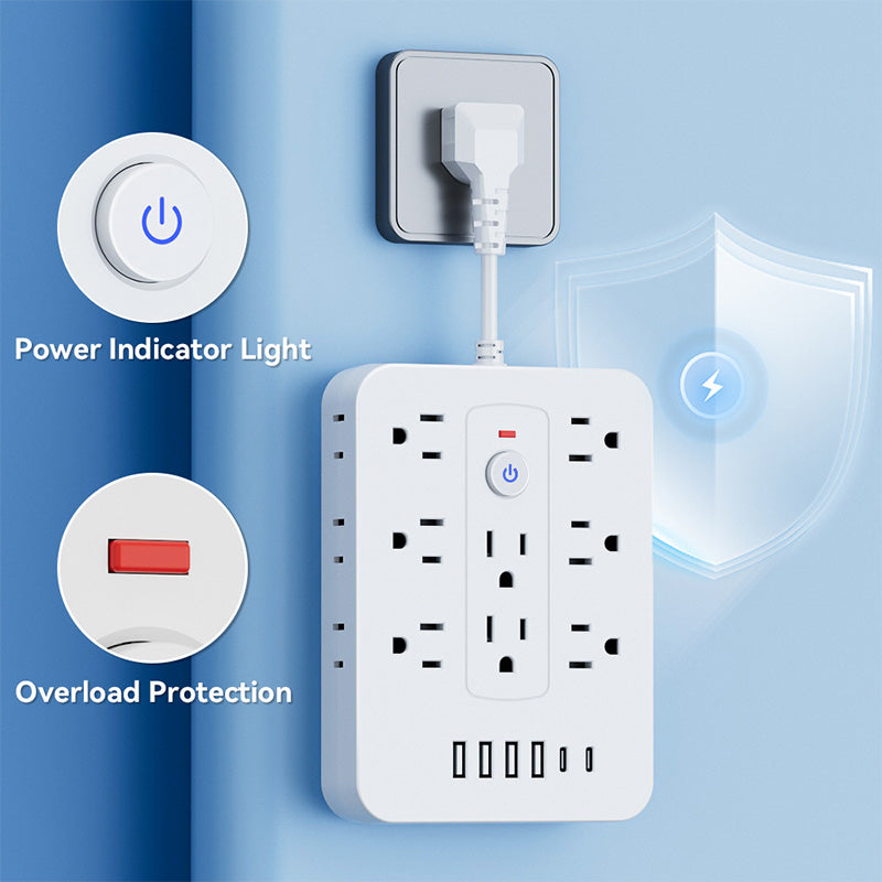 💰 Instant Discount ⏳20-in-1 Power Strip with Overload Protection