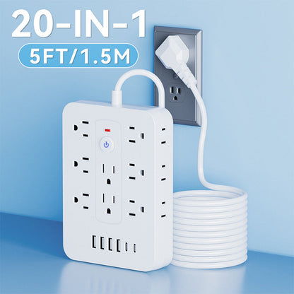 💰 Instant Discount ⏳20-in-1 Power Strip with Overload Protection