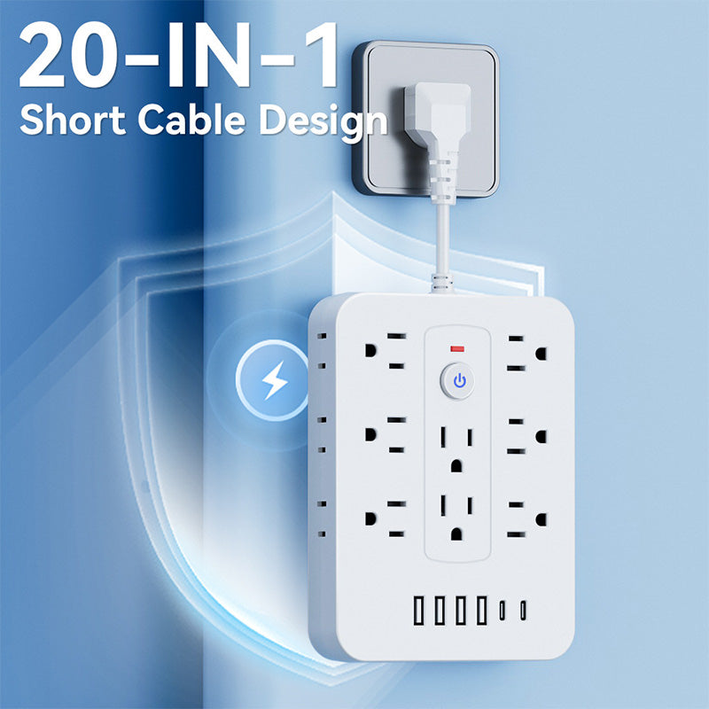 💰 Instant Discount ⏳20-in-1 Power Strip with Overload Protection
