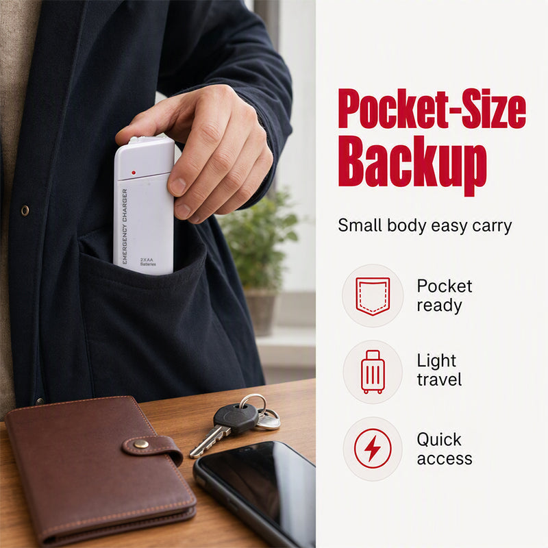 💰 Instant Discount ⏳Portable Emergency Phone Charger AA Battery Powered Power Bank with LED Flashlight