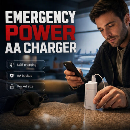 💰 Instant Discount ⏳Portable Emergency Phone Charger AA Battery Powered Power Bank with LED Flashlight