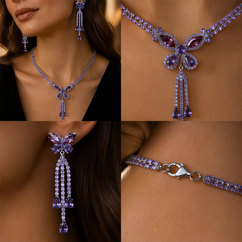 Elegant Butterfly Necklace and Earrings Set