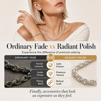 Elegant Silver-Tone Braided Wheat Chain Necklace