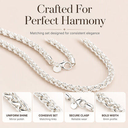 Elegant Silver-Tone Braided Wheat Chain Necklace