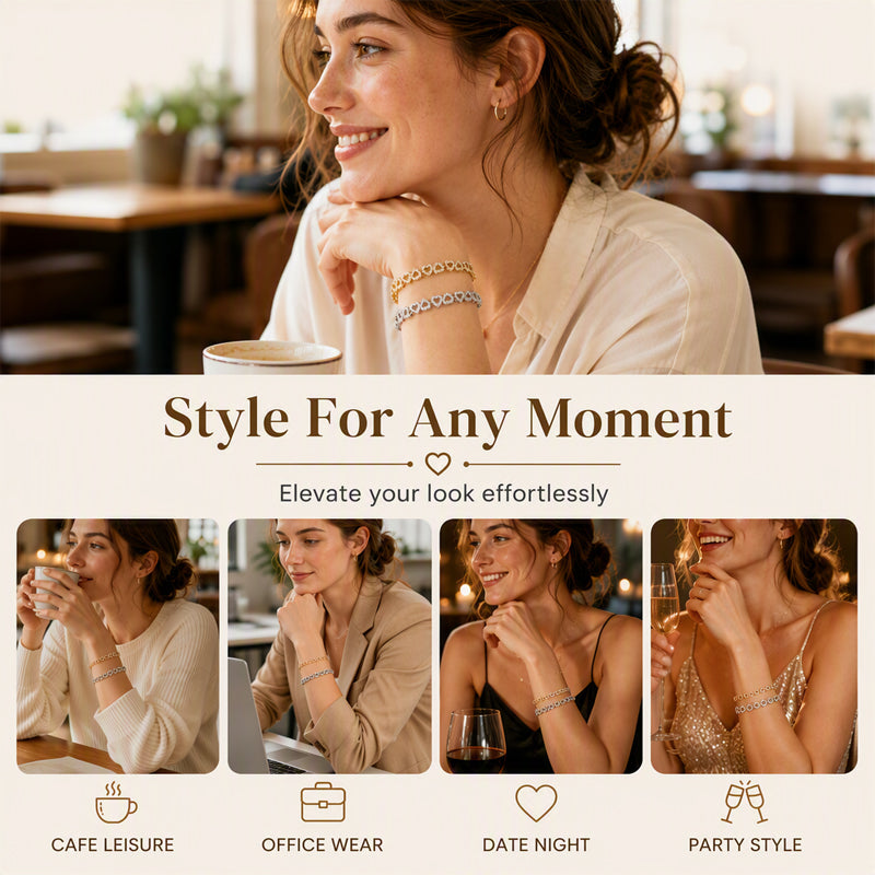 Women's Elegant Sparkling Heart Bracelet