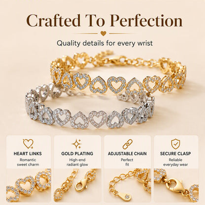 Women's Elegant Sparkling Heart Bracelet