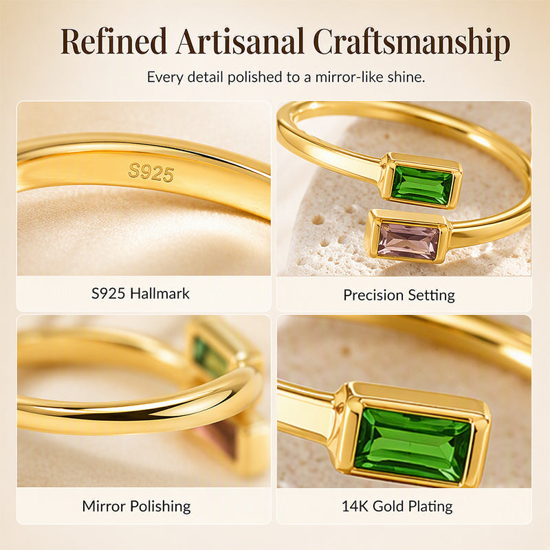 Elegant Adjustable Double Birthstone Ring