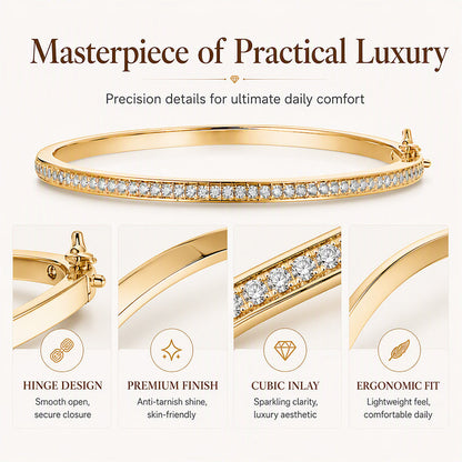 Retro Rhinestone Gold-Tone Cuff Bangle
