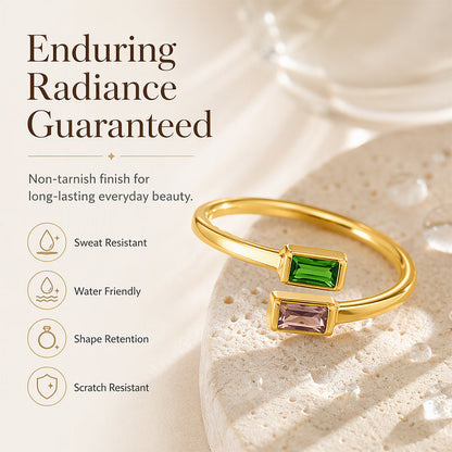 Elegant Adjustable Double Birthstone Ring