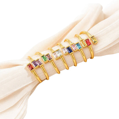 Elegant Adjustable Double Birthstone Ring