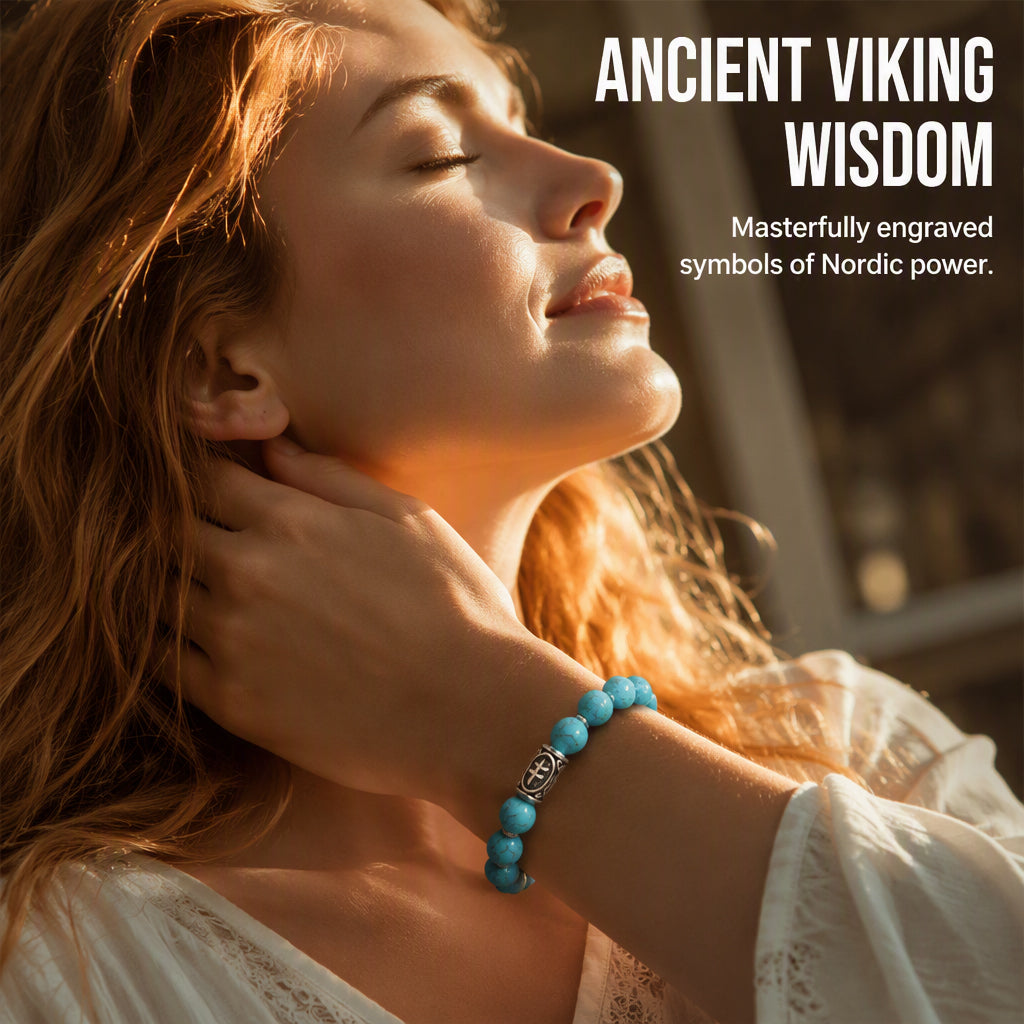 Bold Viking Natural Stone Beaded Bracelet