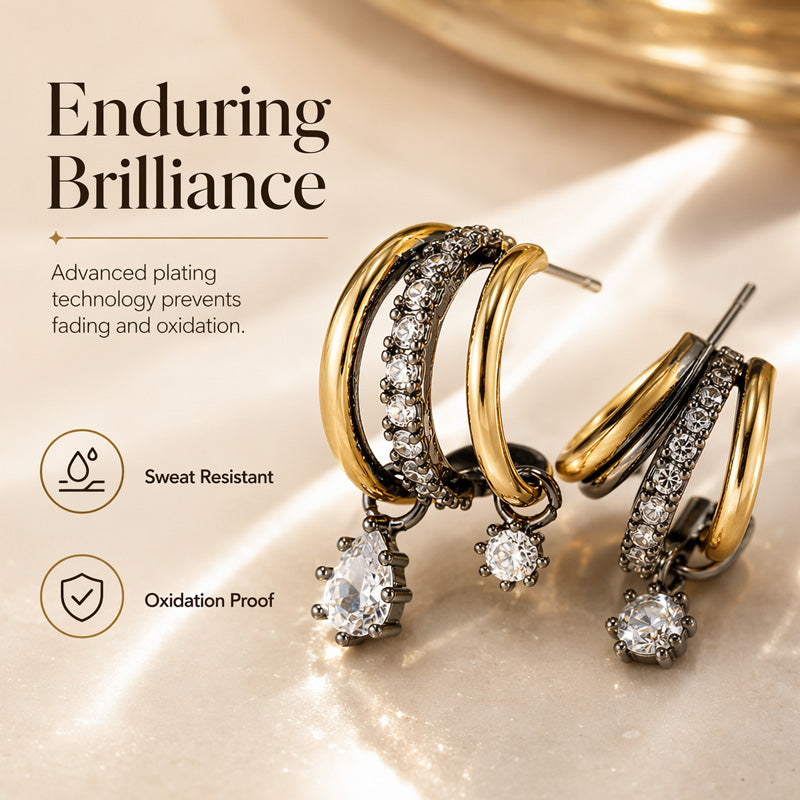 Sparkling Crystal Drop Hoop Earrings
