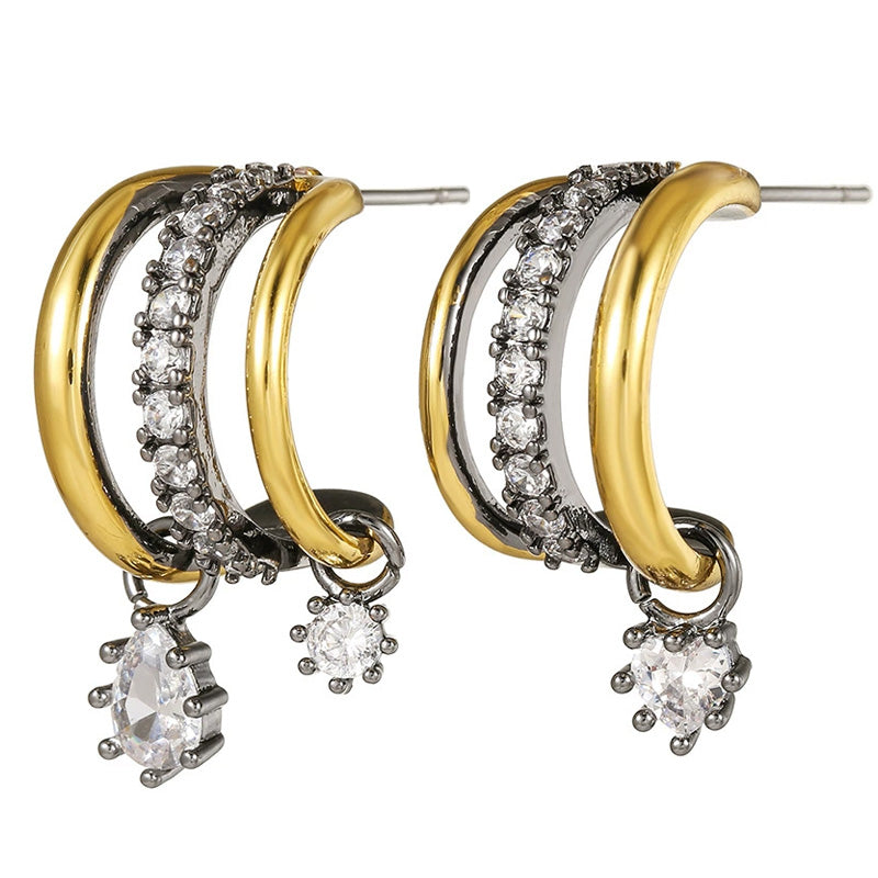Sparkling Crystal Drop Hoop Earrings