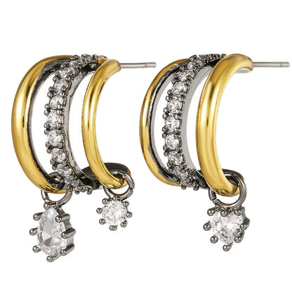 Sparkling Crystal Drop Hoop Earrings