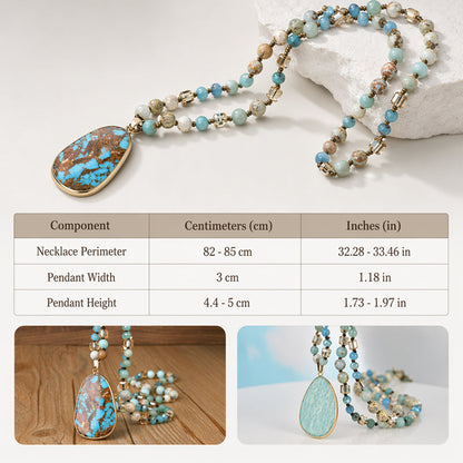Vintage Beaded Long Pendant Necklace for Women