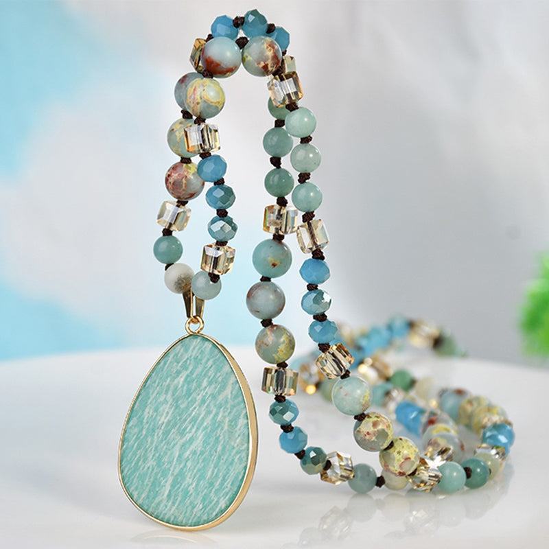 Vintage Beaded Long Pendant Necklace for Women
