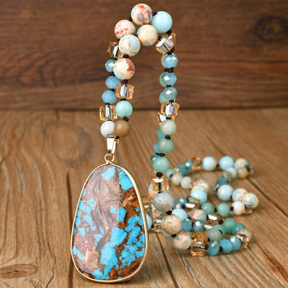 Vintage Beaded Long Pendant Necklace for Women