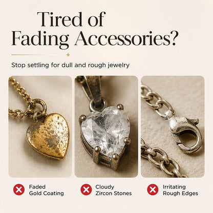 Women Gold Plated Red Zircon Heart Pendant Necklace