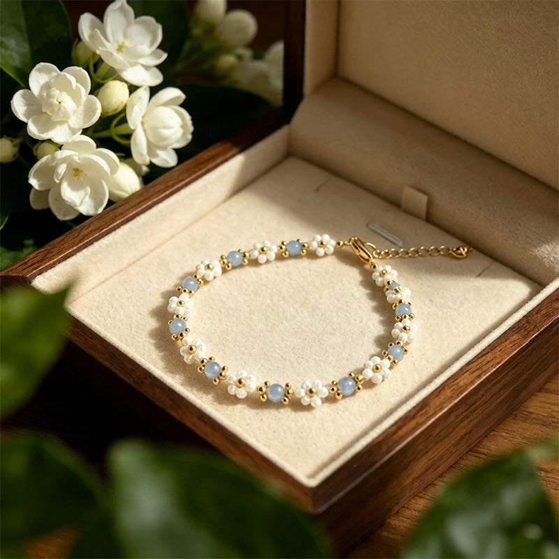 Boho Beaded Daisy Flower Bracelet