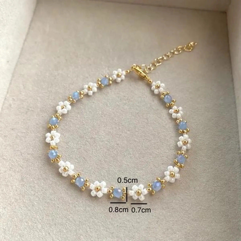 Boho Beaded Daisy Flower Bracelet