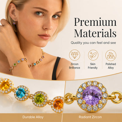 Elegant Colorful Zircon Necklace & Bracelet Set