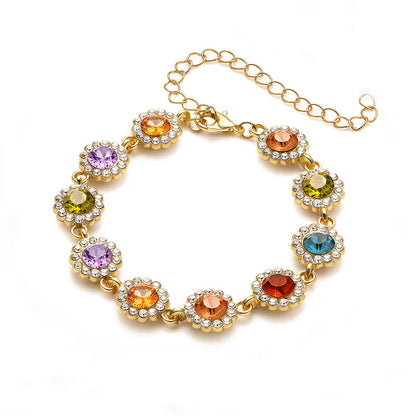 Elegant Colorful Zircon Necklace & Bracelet Set