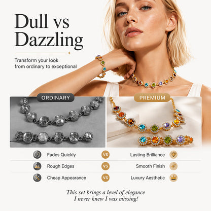 Elegant Colorful Zircon Necklace & Bracelet Set