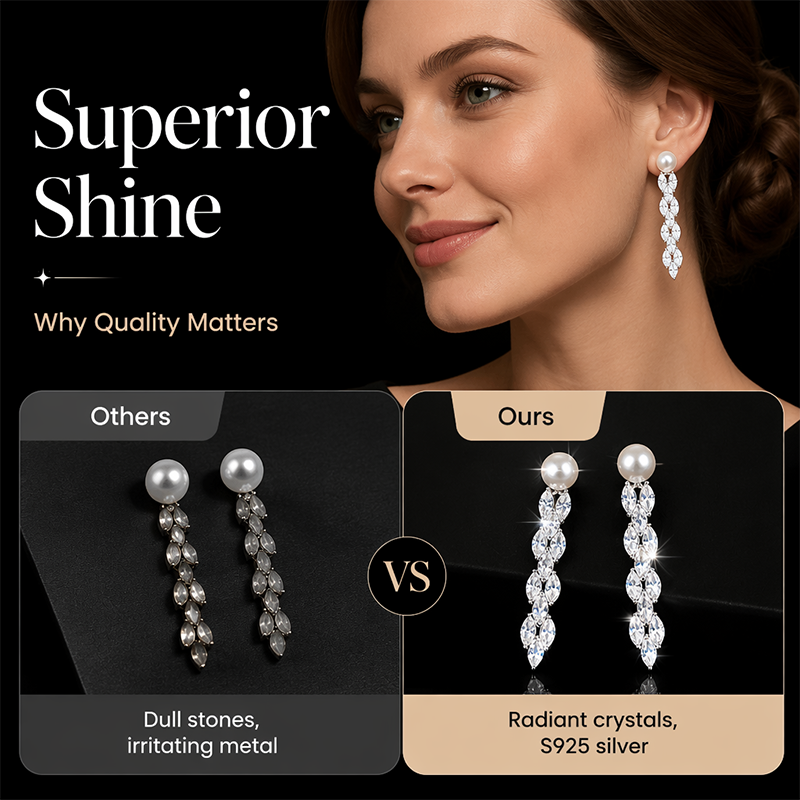 Women's Faux Pearl Zirconia Drop Earrings