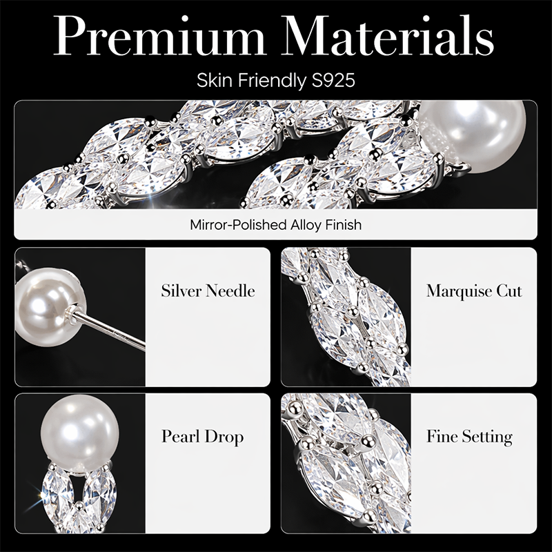 Women's Faux Pearl Zirconia Drop Earrings