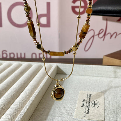 Vintage Tiger Eye Double Layer Necklace