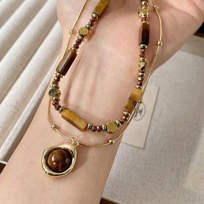 Vintage Tiger Eye Double Layer Necklace