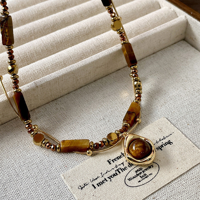 Vintage Tiger Eye Double Layer Necklace