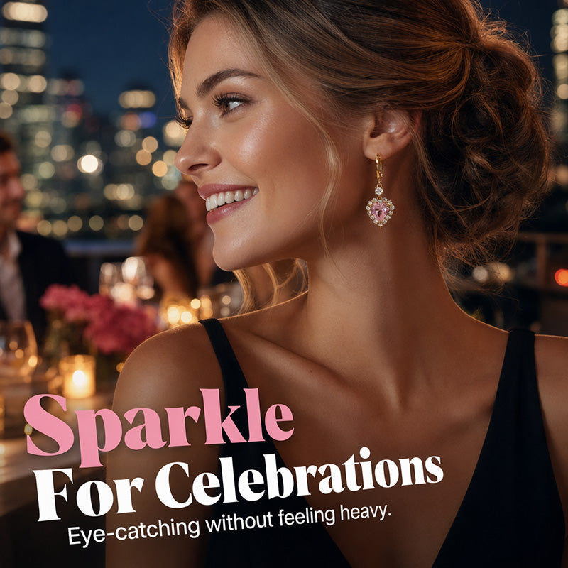 Sparkling Heart-Shaped Drop Earrings