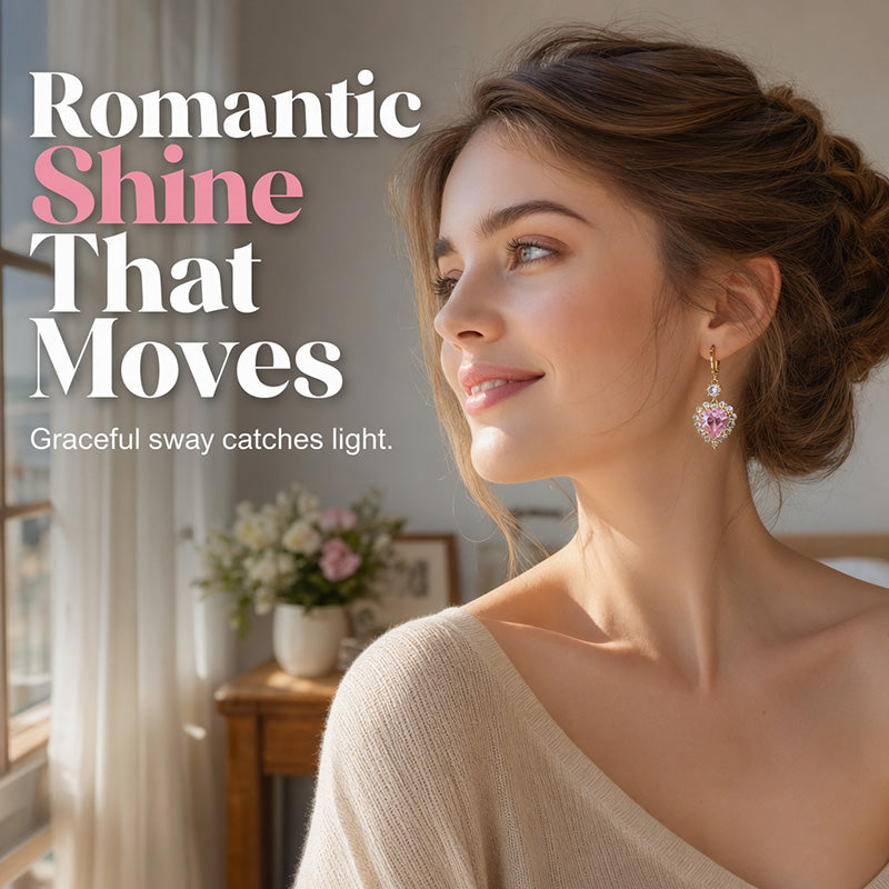 Sparkling Heart-Shaped Drop Earrings
