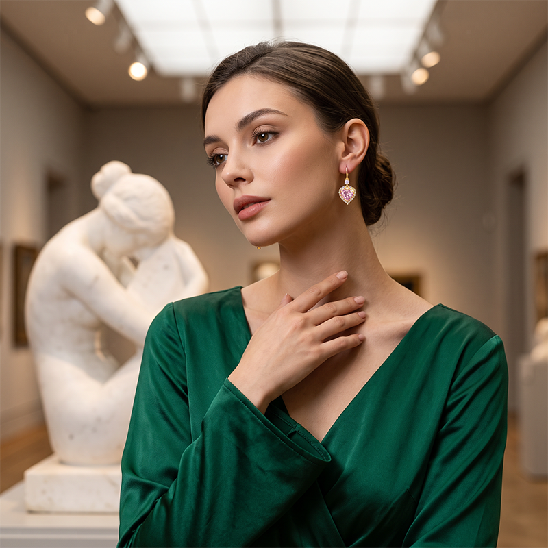 Sparkling Heart-Shaped Drop Earrings