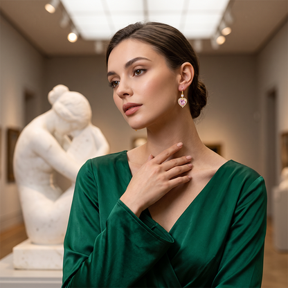 Sparkling Heart-Shaped Drop Earrings