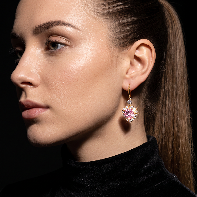 Sparkling Heart-Shaped Drop Earrings