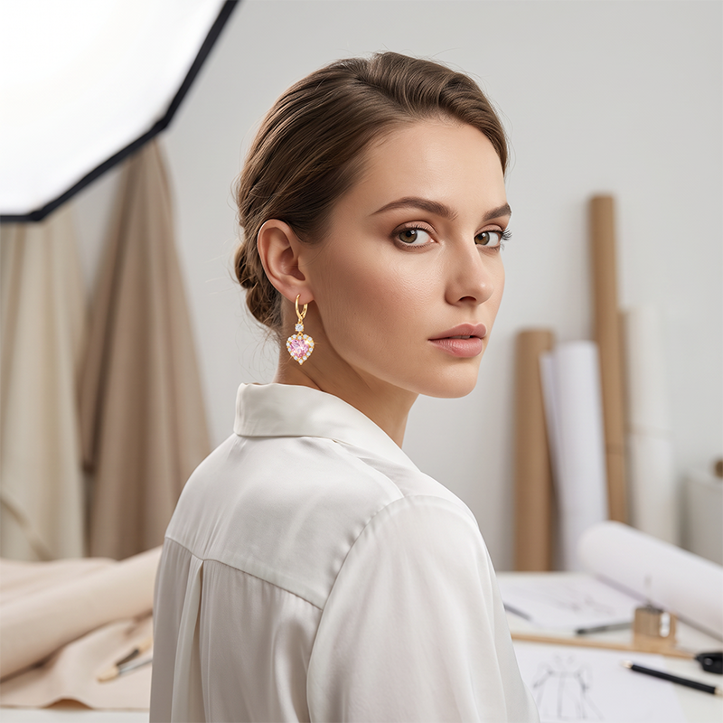 Sparkling Heart-Shaped Drop Earrings