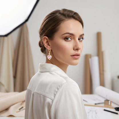 Sparkling Heart-Shaped Drop Earrings