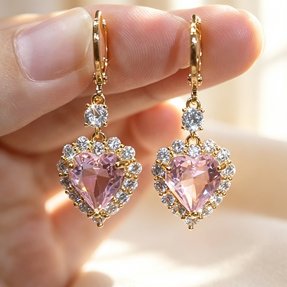 Sparkling Heart-Shaped Drop Earrings
