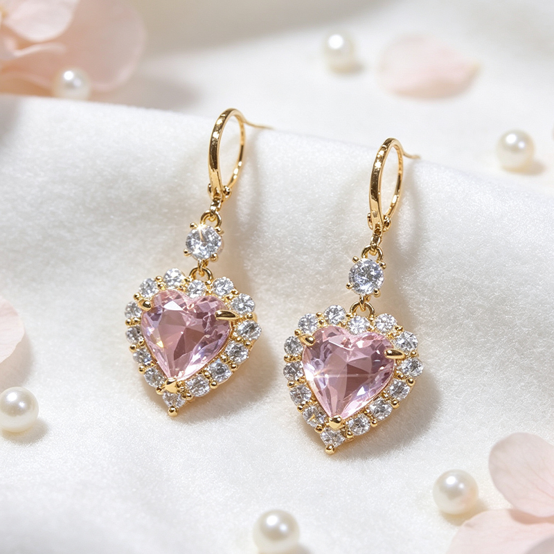 Sparkling Heart-Shaped Drop Earrings