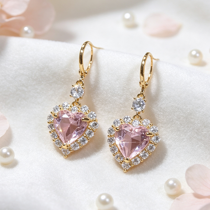 Sparkling Heart-Shaped Drop Earrings