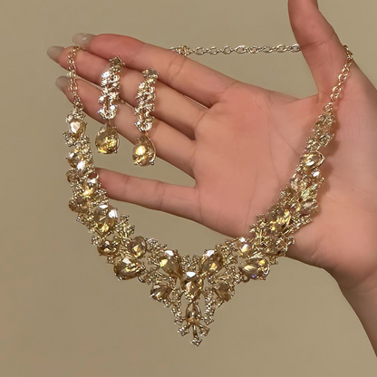 Elegant Yellow Sparkling Rhinestone Jewelry