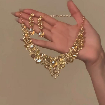 Elegant Yellow Sparkling Rhinestone Jewelry