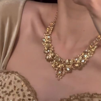 Elegant Yellow Sparkling Rhinestone Jewelry