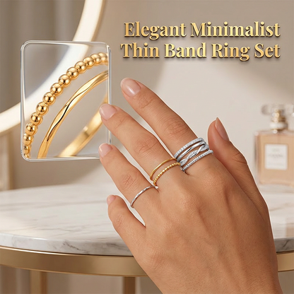 Thin Band Wave Beaded Ring Set High-End Index Finger Rings