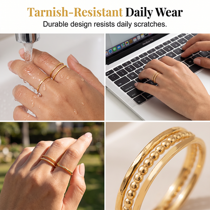 Thin Band Wave Beaded Ring Set High-End Index Finger Rings