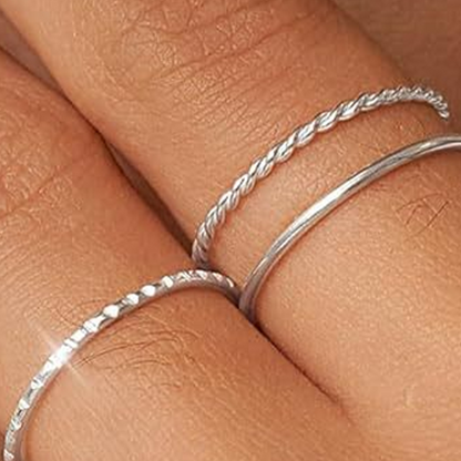 Thin Band Wave Beaded Ring Set High-End Index Finger Rings