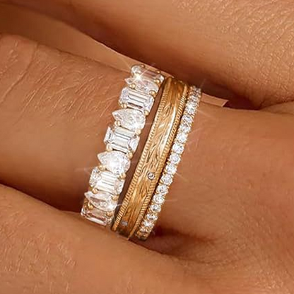 Thin Band Wave Beaded Ring Set High-End Index Finger Rings