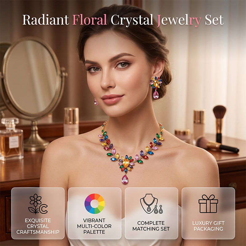 Women Casual Colorful Floral Necklace Set
